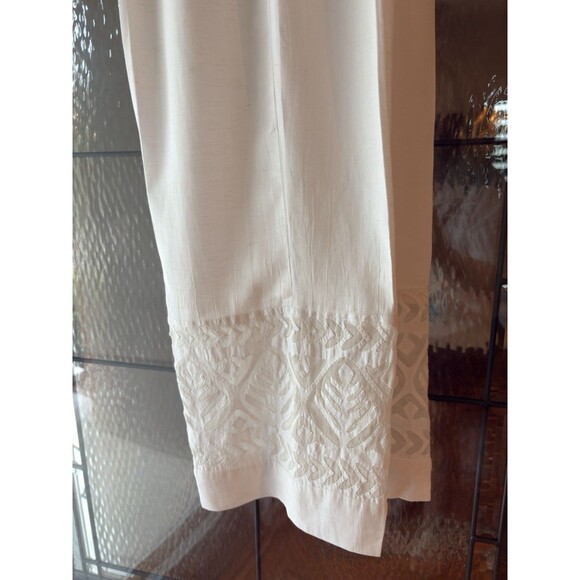"Behbud Boutique"  Size Large White Embroidery  Pant Pakistani Linen  Blend Boho - Picture 6 of 8